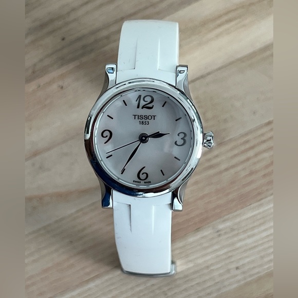 Tissot Stylis-T Ladies Watch Stainless Case Silicone/Stainless Strap Pearl Dial